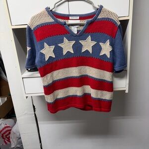Vintage hand embroidered American flag top